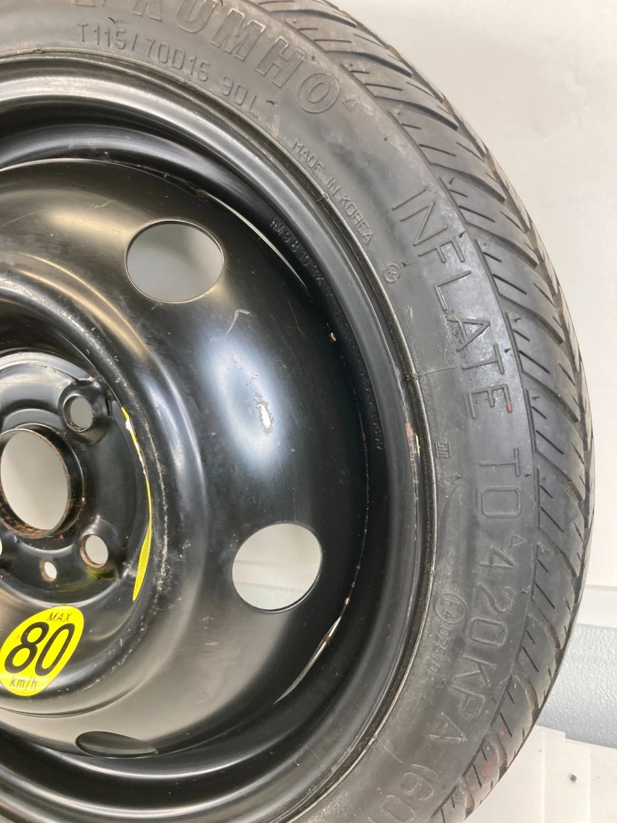 06-11 HYUNDAI ACCENT EMERGENCY SPARE TIRE WHEEL RIM COMPACT DONUT T115/70D15 R15