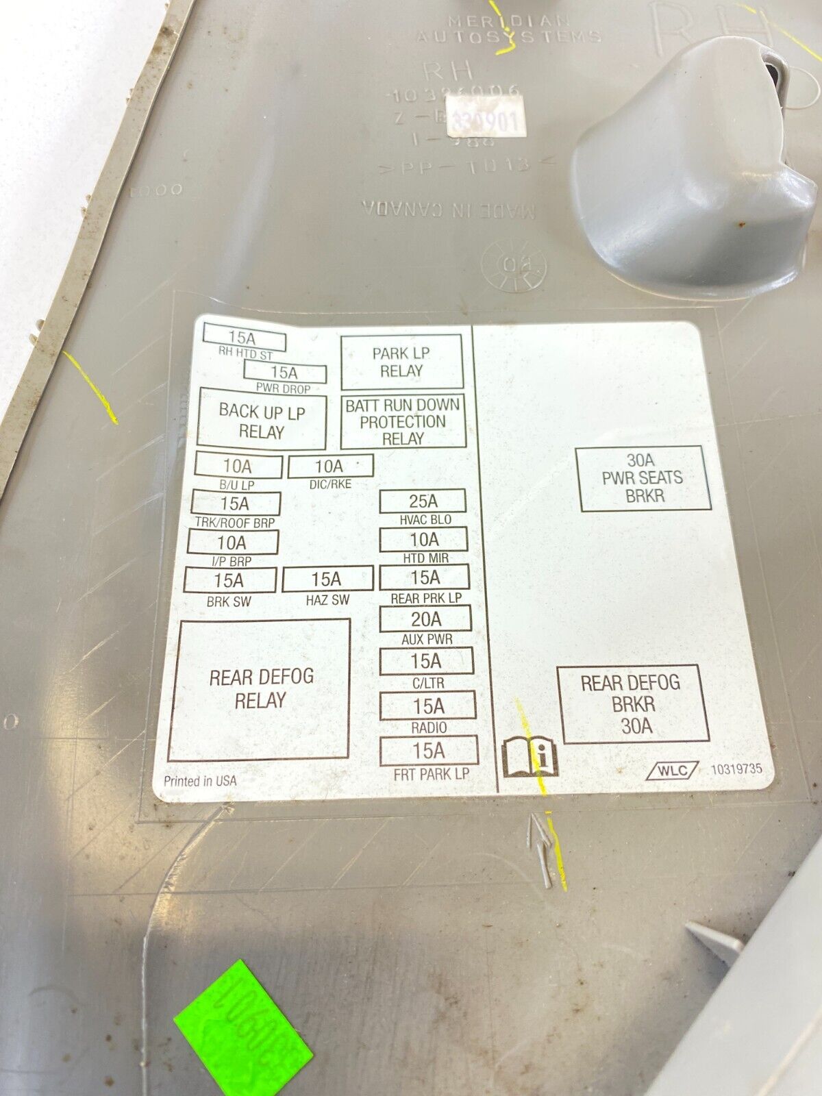 2001-2004 Chevrolet Impala Dash Panel Right Fuse Block Access Cover 10326006 OEM