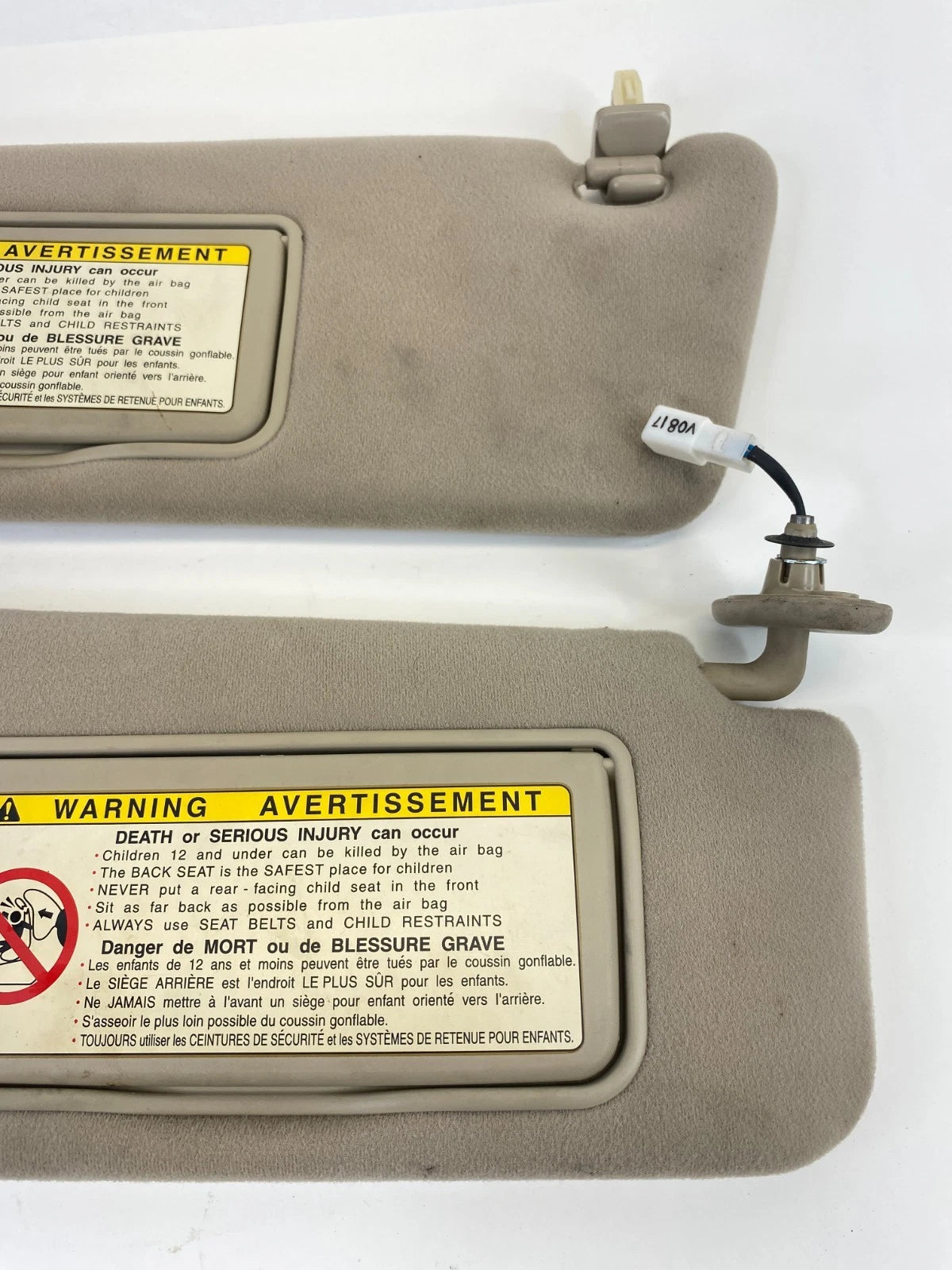 2002 2003 Lexus ES300 Front RH LH Roof Sun Visor Beige Set Pair w/ Clips OEM