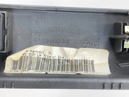2005-2010 CHEVROLET COBALT DASH LEFT SIDE DIMMER SWITCH W/ TRIM BEZEL 22694789A