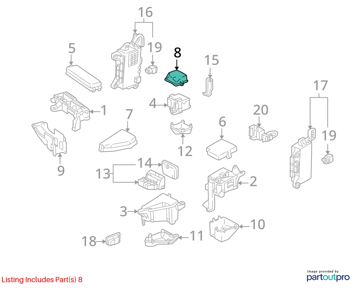2004-2006 LEXUS LS430 4.3L ENGINE FUSE RELAY BOX UPPER CAP LID COVER 82662-50110