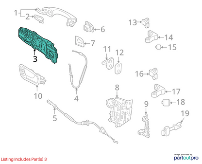 11-17 VOLKSWAGEN TOUAREG FRONT RIGHT EXTERIOR OUTER DOOR HANDLE OEM 5N0839885H