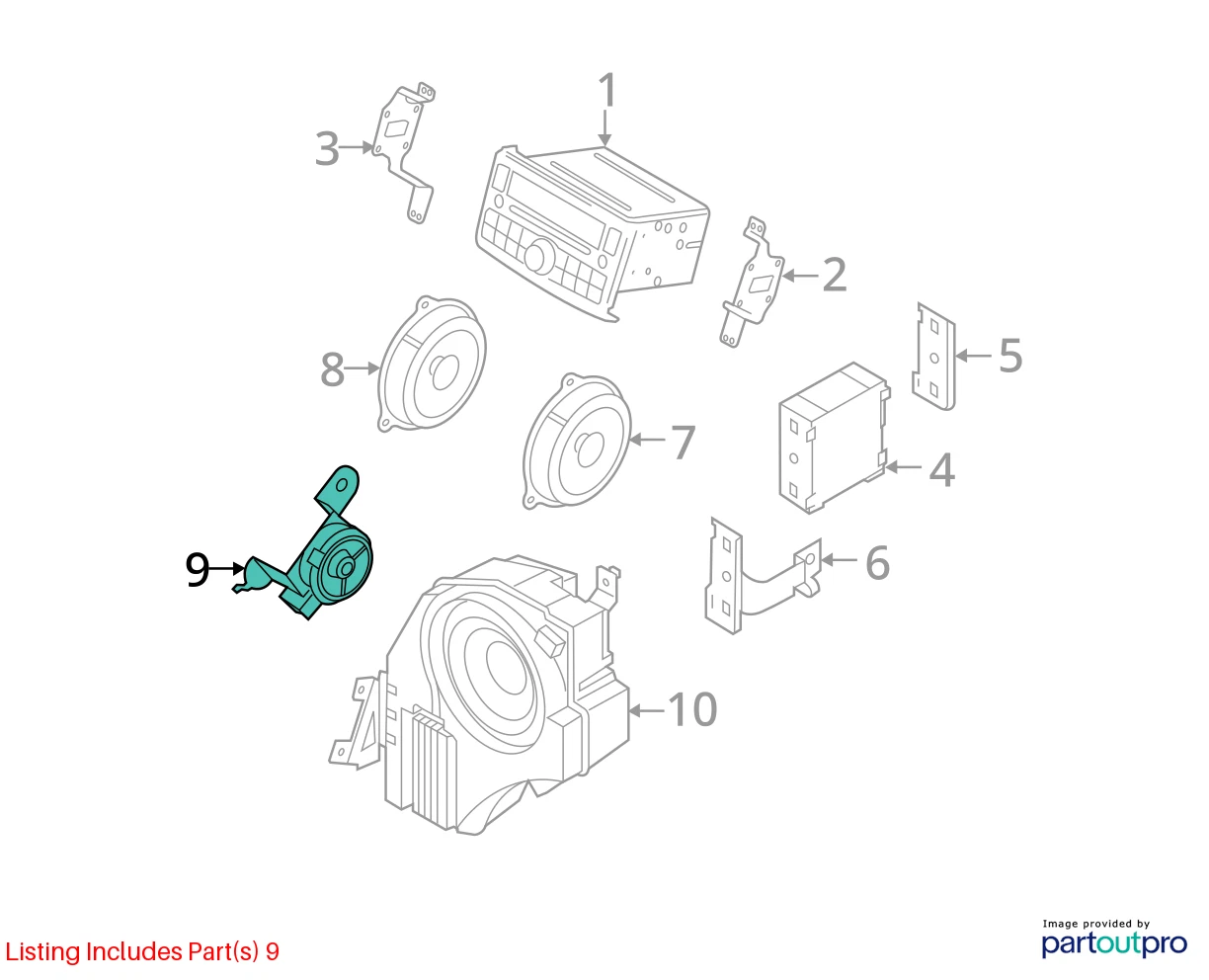 2011-2017 11-17 NISSAN JUKE FRONT RIGHT DOOR SIDE TWEETER SPEAKER 281E11KL0A OEM