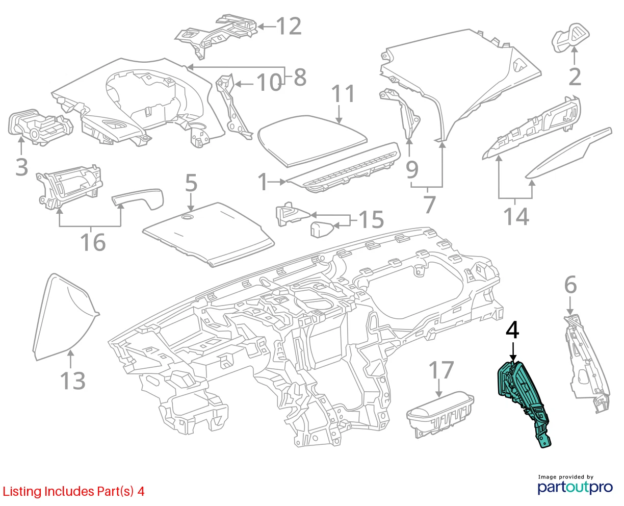 2013-2019 CADILLAC ATS CENTER DASH LEFT SIDE A/C AIR VENT GRILLE W/ START SWITCH