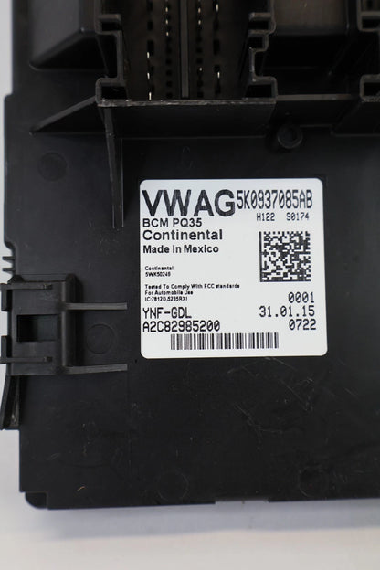 12-15 VOLKSWAGEN PASSAT 1.8L BODY CONTROL MODULE BCM COMPUTER UNIT 5K0937085AB
