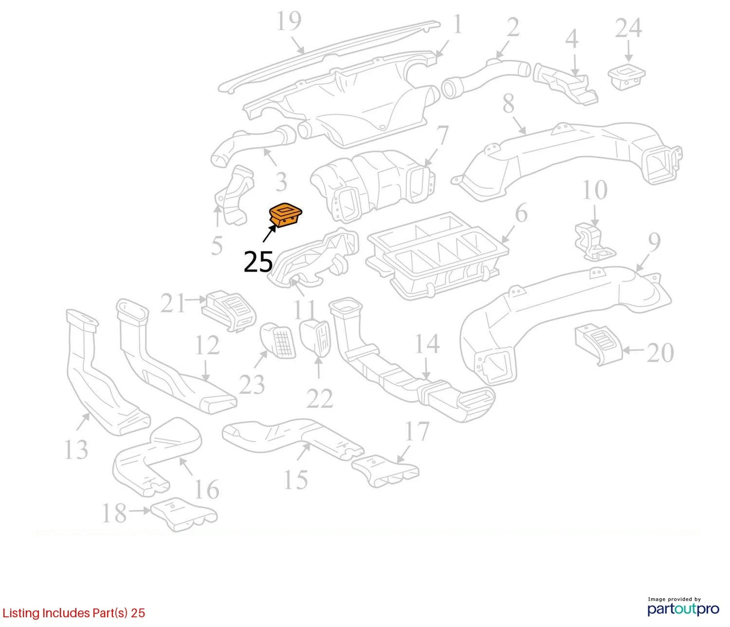 2006-2008 LEXUS RX400H LEFT DRIVER SIDE DEFROST DEFROSTER NOZZLE 55961-48020