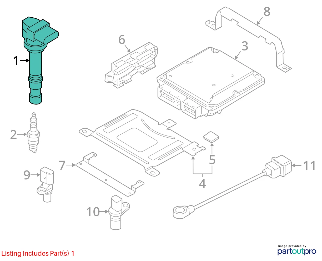 2006-2013 AUDI A3 HATCHBACK 2.0L L4 16V ENGINE DIRECT IGNITION COIL 07K905715G