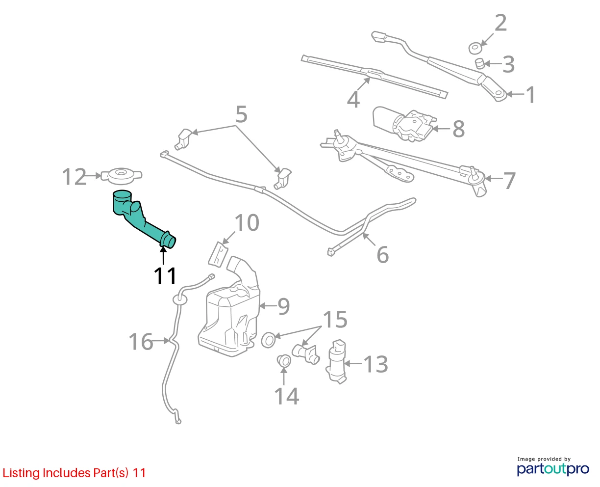 08-12 CHEVROLET MALIBU WINDSHIELD WASHER FLUID RESERVOIR FILLER TUBE 25941326