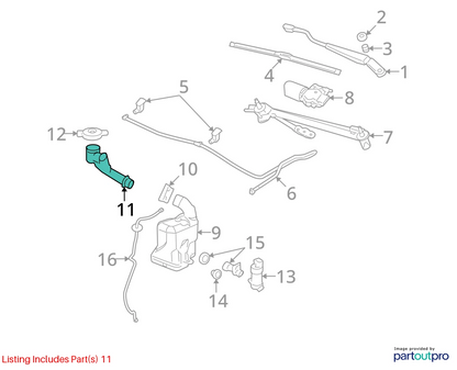 08-12 CHEVROLET MALIBU WINDSHIELD WASHER FLUID RESERVOIR FILLER TUBE 25941326