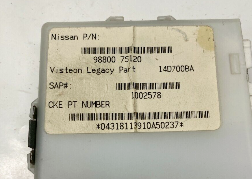 2005-2007 Nissan Pathfinder Position Driving Memory Control Module 98800-7S120