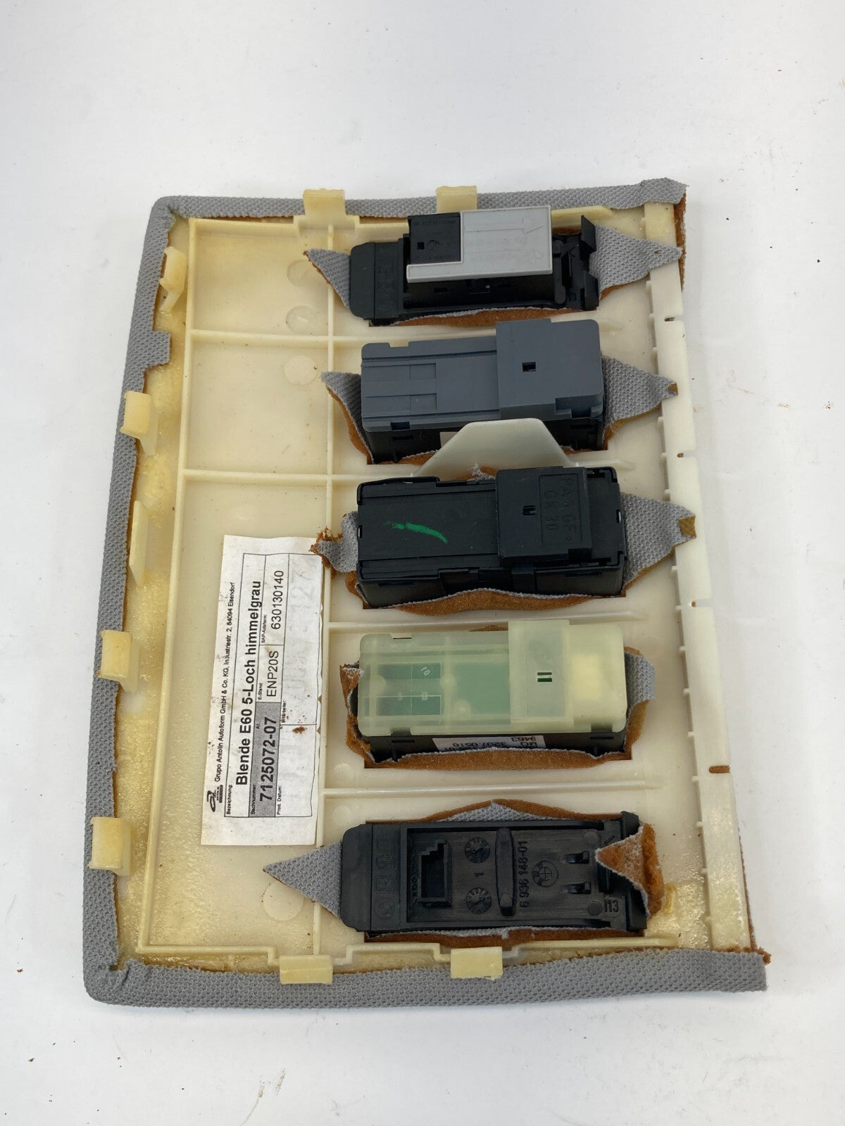 09 10 BMW 535i xDrive Overhead Headliner Trim Panel Sunroof Switch 712507207 OEM