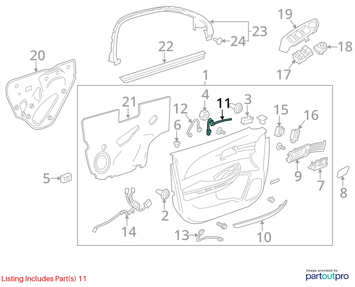 2013-2015 CHEVROLET MALIBU FRONT RIGHT DOOR LAMP WIRING HARNESS CABLE 22740860