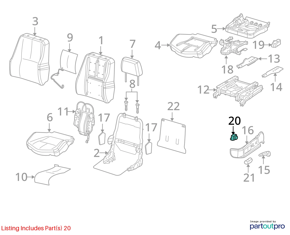 2006-2008 PONTIAC GRAND PRIX FRONT LEFT DRIVER SIDE SEAT LUMBAR CONTROL SWITCH