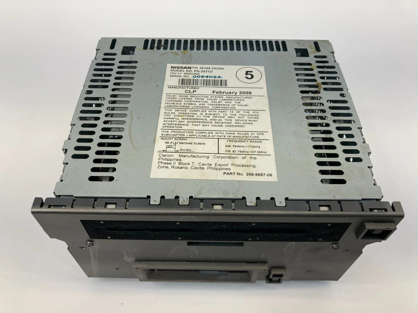 06 NISSAN MAXIMA RADIO AM FM 6-DISC CD PLAYER AUDIO RECEIVER BOSE 28188ZK00A OEM