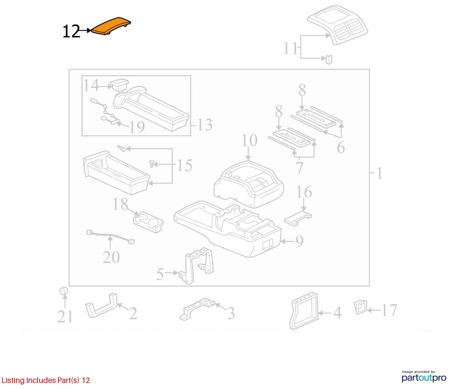 1999-2003 LEXUS RX300 CENTER CONSOLE BOX HOLE COVER CAP TRIM LID 58839-48010 OEM