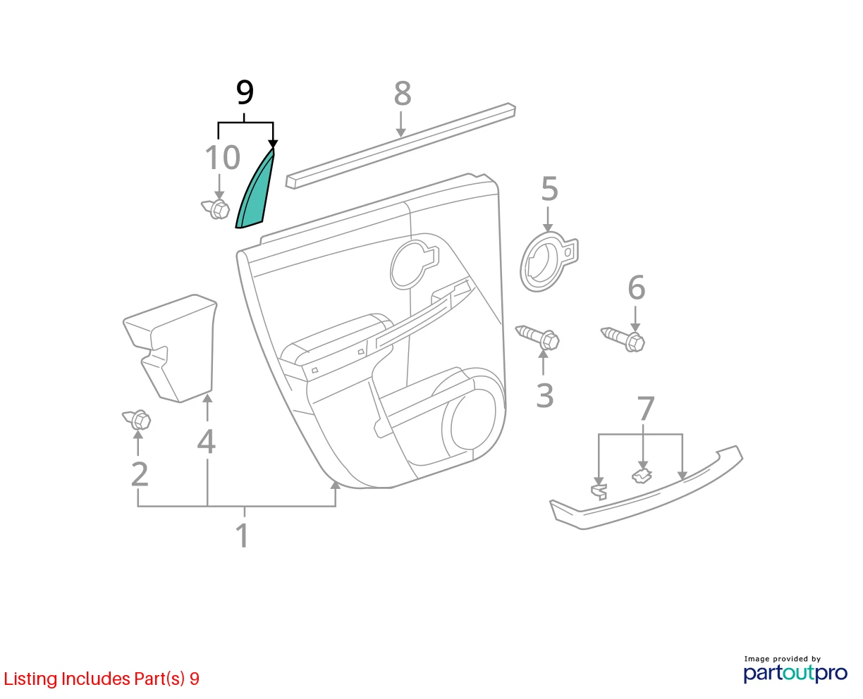 2006-2009 PONTIAC TORRENT REAR RIGHT INTERIOR DOOR CORNER COVER 22722255 OEM