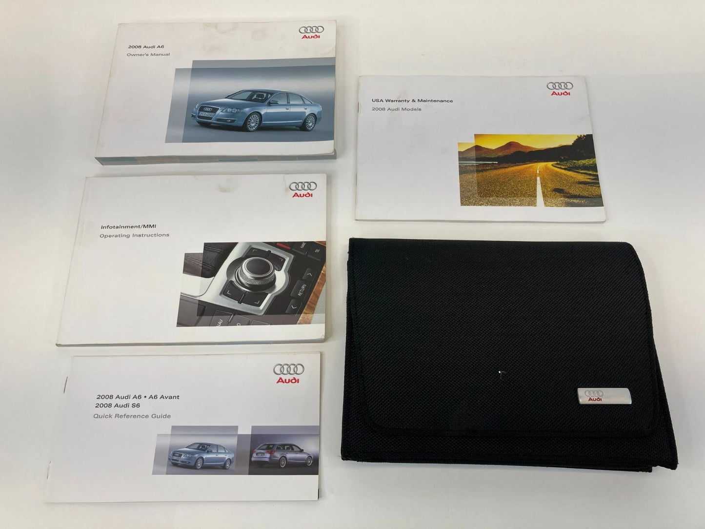 2008 AUDI A6 OWNERS MANUAL QUICK REFERENCE GUIDE BOOK SET W/ CASE OEM