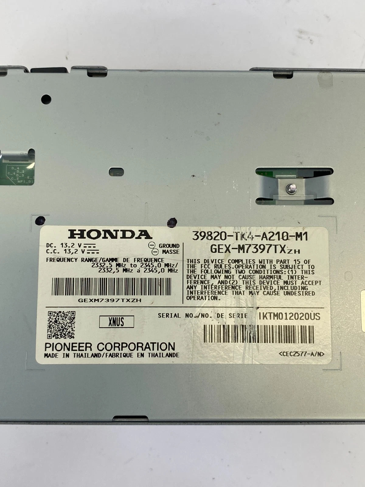 2010 2011 ACURA TL XM SATELLITE RADIO CONTROL MODULE PIONEER OEM 39820-TK4-A21
