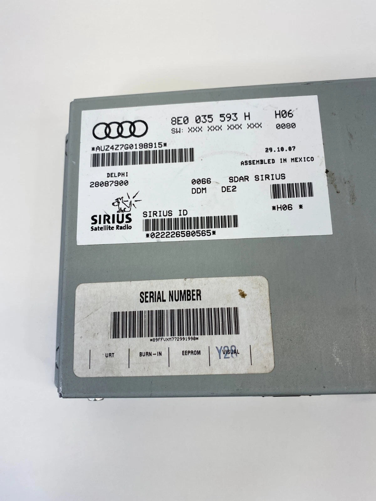 2007-2008 AUDI A4 QUATTRO SIRIUS SATELLITE RADIO MODULE 8E0-035-593H OEM