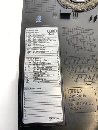 2007-2011 AUDI A6 A6 QUATTRO DASH RIGHT PASSENGER SIDE END CAP COVER 4F2-857-086