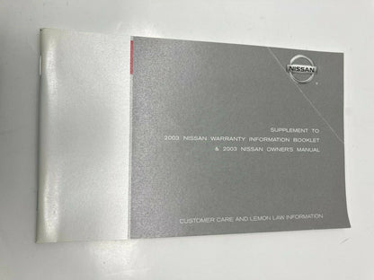 2003 03 NISSAN ALTIMA OWNERS MANUAL & WARRANTY INFORMATION SET KIT W/ CASE OEM
