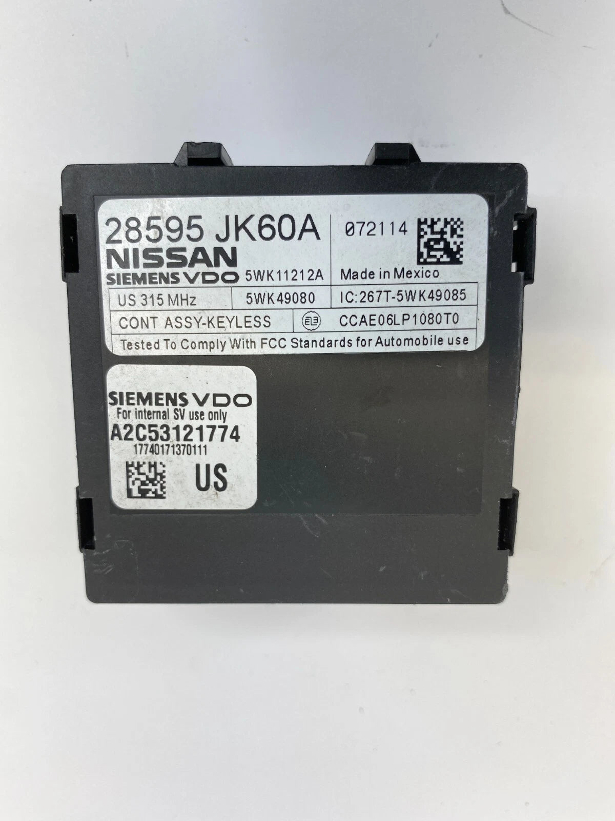 2007 2008 INFINITI G35 2008-2013 G37 THEFT KEYLESS CONTROL MODULE 28595-JK60A