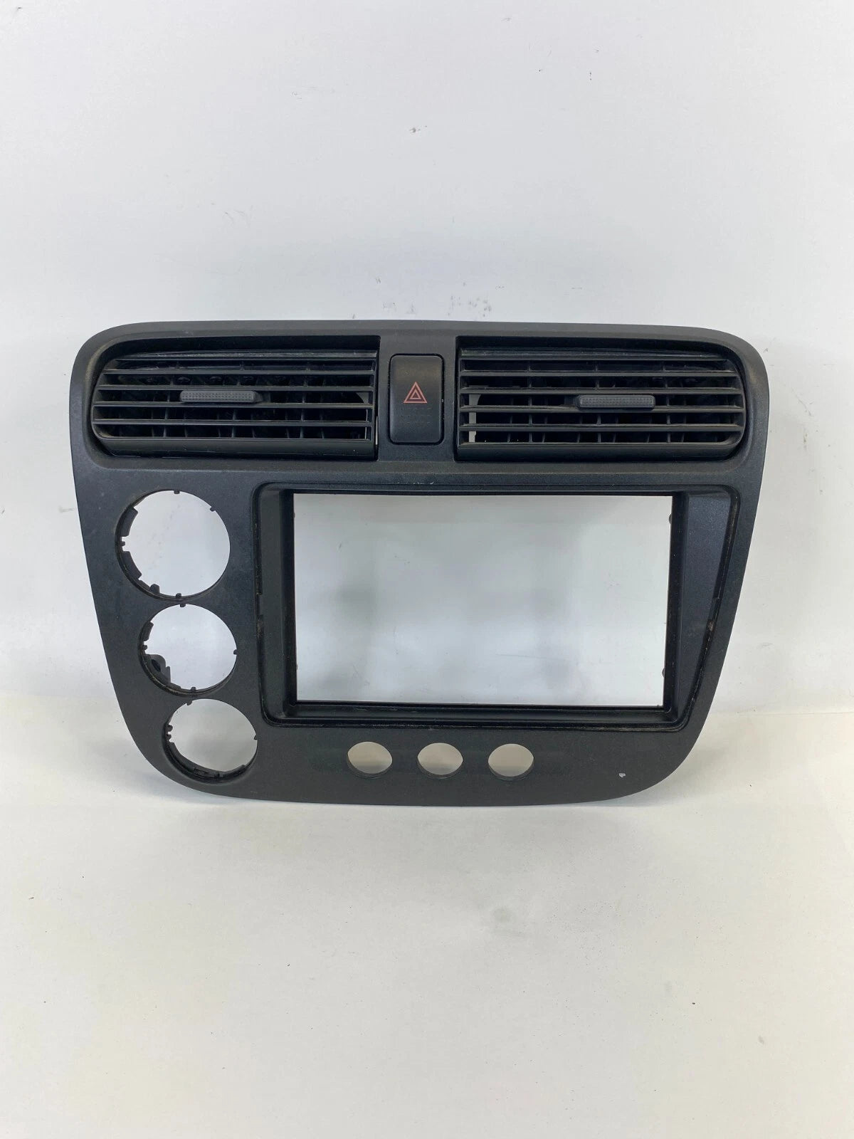 01-05 HONDA CIVIC CENTER DASH RADIO CLIMATE BEZEL PANEL W/ AIR VENT & HAZARD OEM
