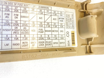 03 04 05 06 07 HONDA ACCORD FUSE BOX COVER LID BEZEL TRIM 83162-SDA-A00 OEM