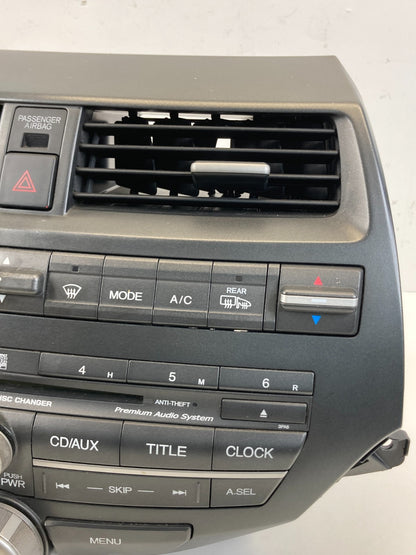 08-11 Honda Accord AM FM CD Player Radio Receiver W/ Air Vent 77260TE0A500 OEM