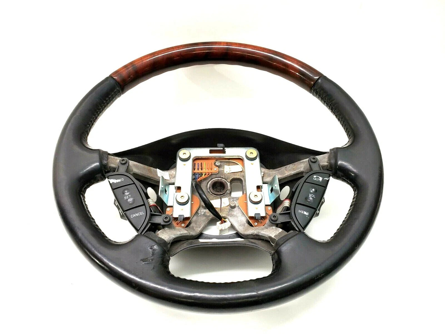 2003-2006 LINCOLN LS STEERING WHEEL LEATHER WOOD GRAIN W/ RADIO CONTROLS OEM