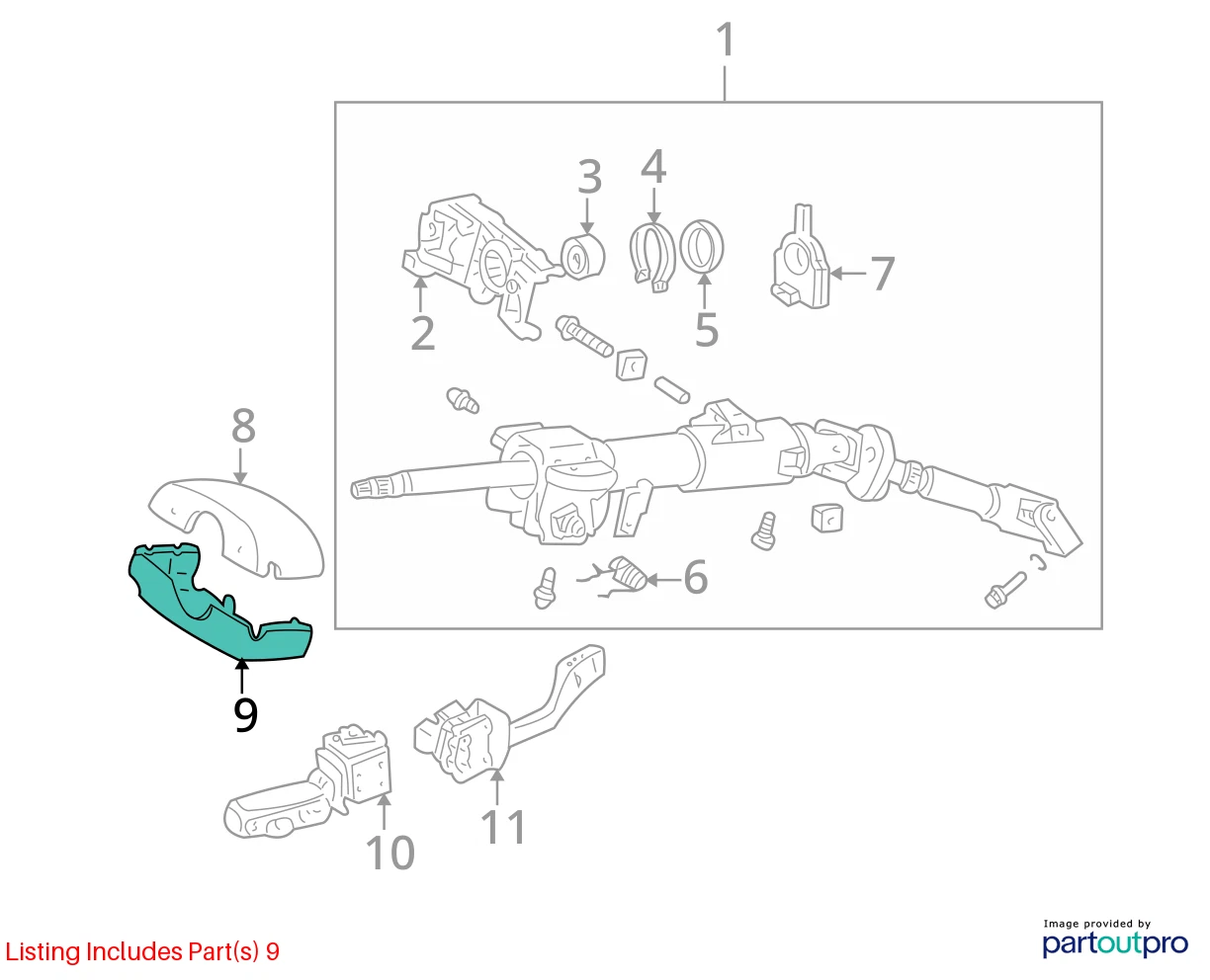 2006-2009 SAAB 9-5 STEERING COLUMN UPPER & LOWER COVER TRIM SHROUD OEM