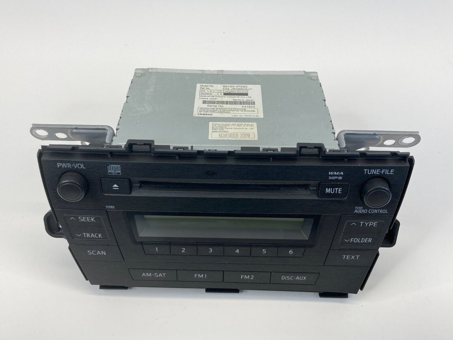 2010 2011 Toyota Prius Radio Receiver AM/FM CD Disc Player MP3 WMA 86120-47290