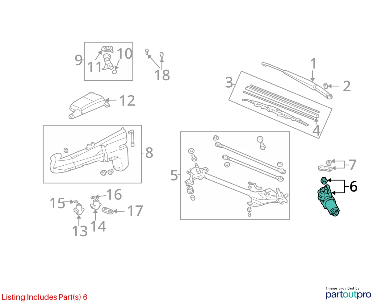 2002 2003 2004 2005 2006 HONDA CR-V FRONT WINDSHIELD WIPER MOTOR ASSEMBLY OEM