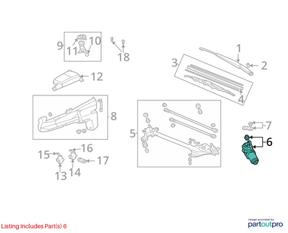 2002 2003 2004 2005 2006 HONDA CR-V FRONT WINDSHIELD WIPER MOTOR ASSEMBLY OEM