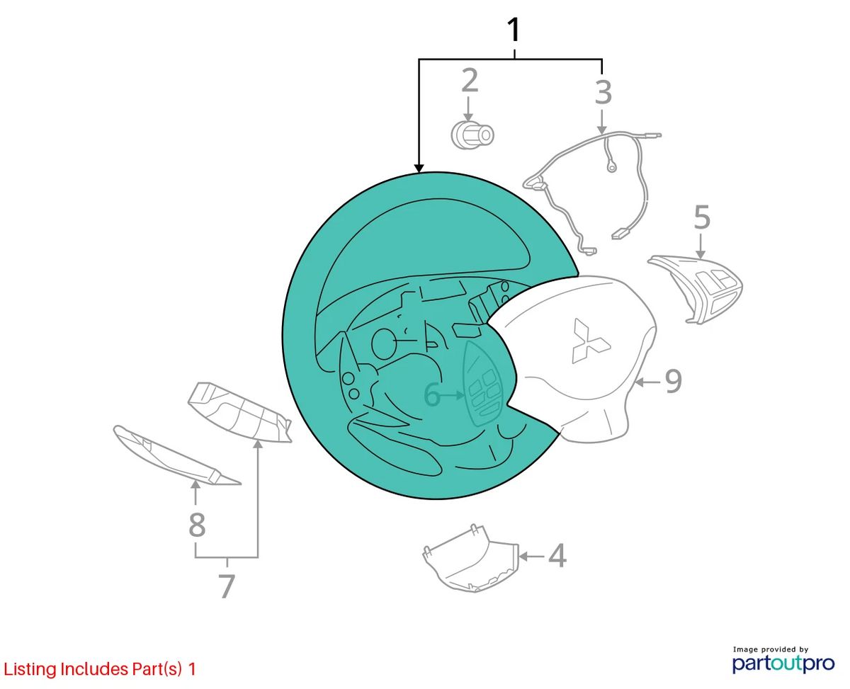 2008-2017 08-17 MITSUBISHI LANCER LEFT DRIVER SIDE STEERING WHEEL ASSEMBLY OEM