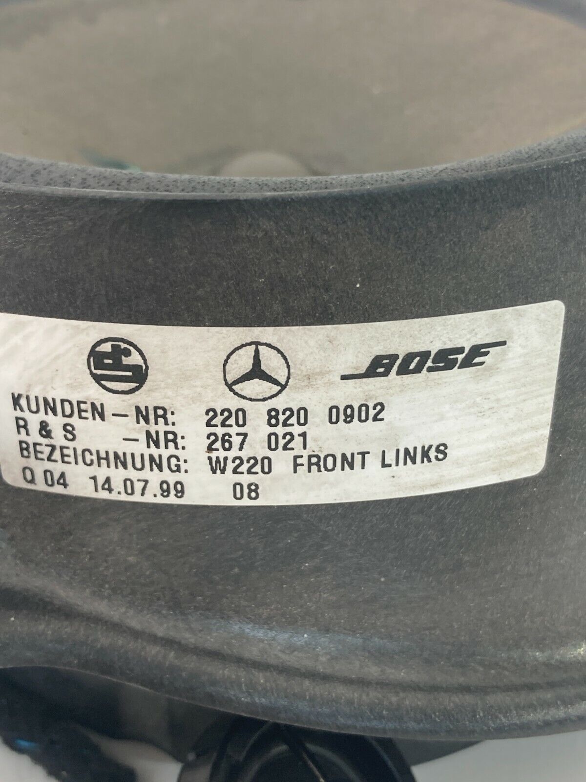 2000-2006 Mercedes-Benz S 500 Front Left Door Sound System Audio Speaker OEM