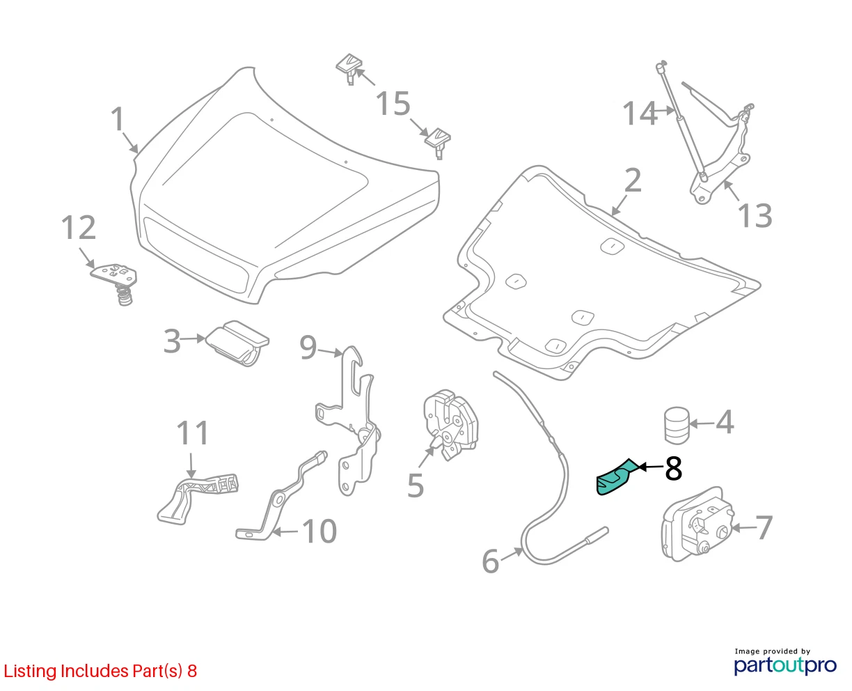 01-09 VOLVO S60 HOOD OPENER RELEASE HANDLE COVER LATCH TRIM OEM FACTORY 9175853