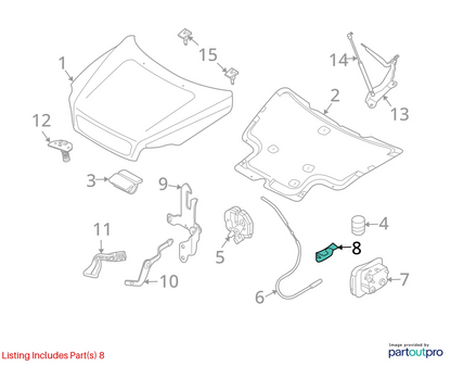 01-09 VOLVO S60 HOOD OPENER RELEASE HANDLE COVER LATCH TRIM OEM FACTORY 9175853