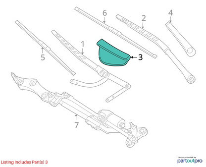 04-07 BMW 530I WIPER MOTOR FRONT RIGHT WINDSHIELD WIPER ARM CAP 61617035103