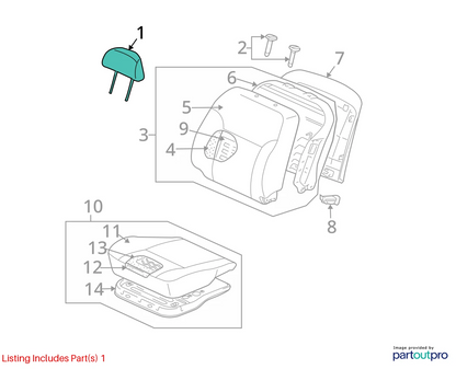 2004-2007 MITSUBISHI ENDEAVOR SEAT HEADREST HEAD REST PAD FRONT UPPER MR562576XA