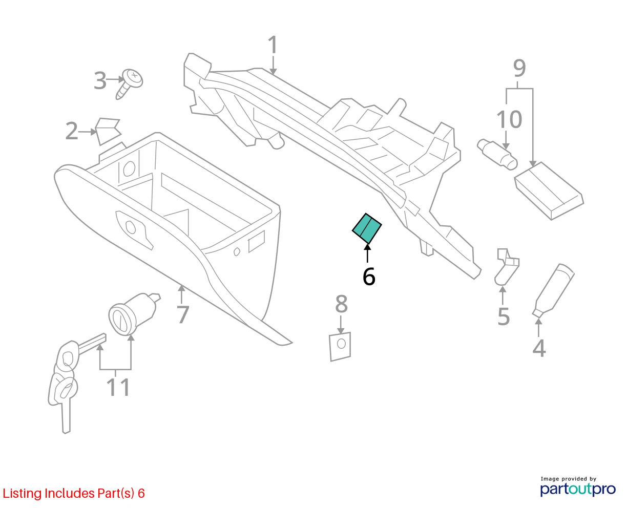 2011-2014 HYUNDAI SONATA GLOVE BOX LAMP LIGHT SWITCH 93510-21000