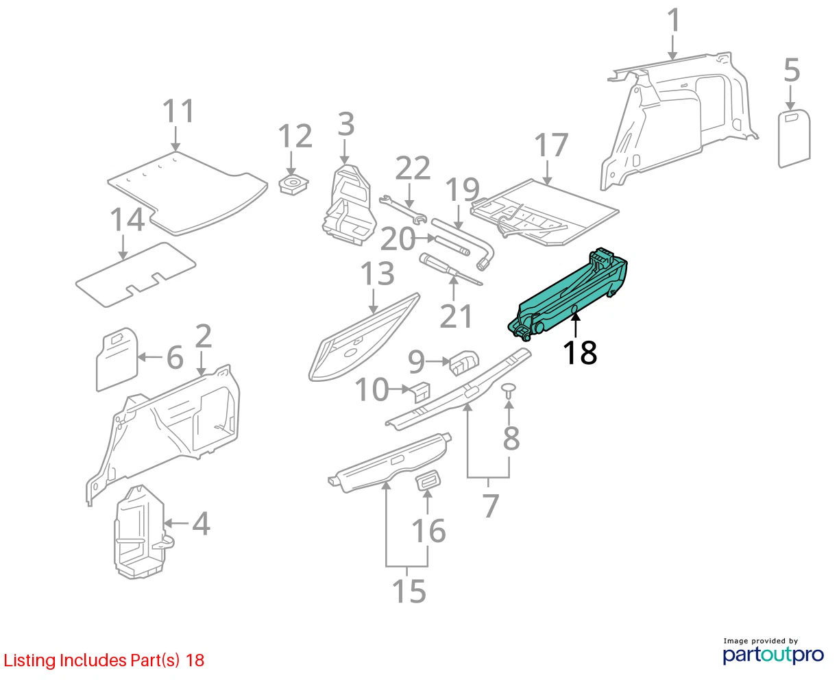 2001-2005 VW VOLKSWAGEN PASSAT EMERGENCY SPARE TIRE KIT JACK TOOL LUG 8L0011031A