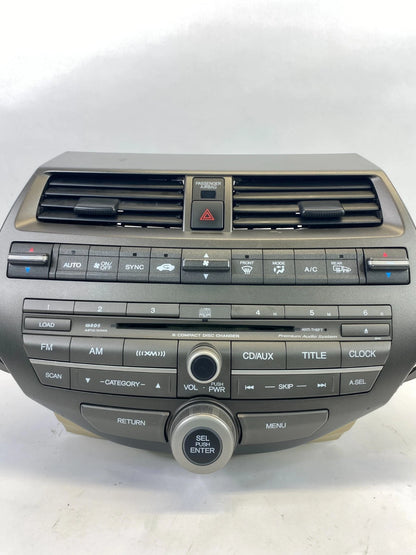 2008-2012 HONDA ACCORD AM/FM RADIO RECEIVER MP3 DISC PLAYER W/ CLIMATE CONTROL