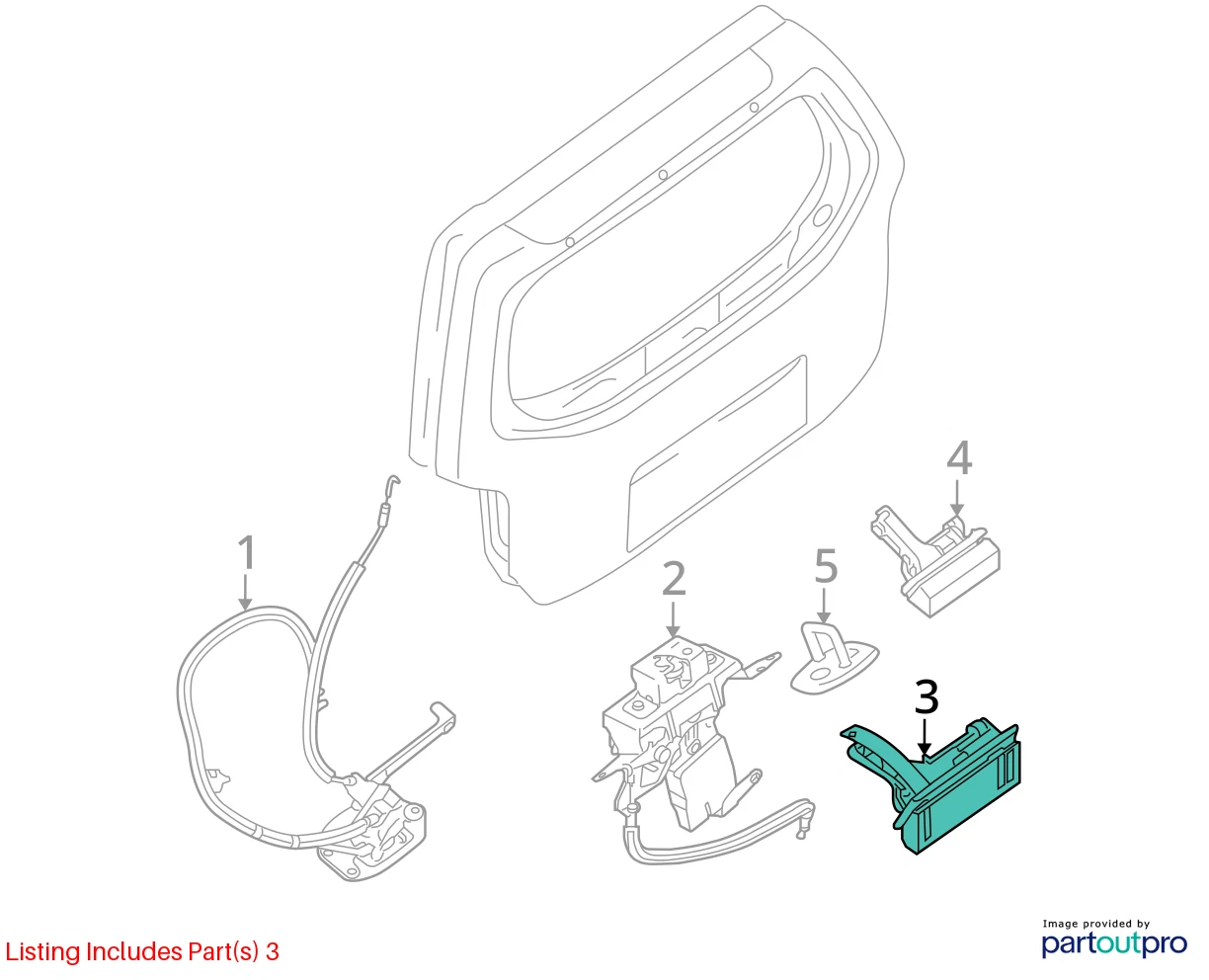 05-12 NISSAN PATHFINDER REAR TRUNK LIFT GATE EXTERIOR DOOR HANDLE 90606-EA500