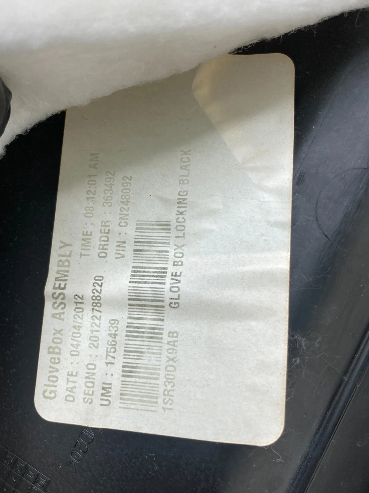 2011-2014 CHRYSLER 200 GLOVE BOX ASSEMBLY STORAGE COMPARTMENT 1SR30DX9AB OEM