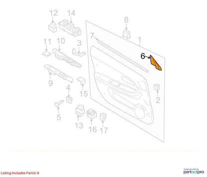 02-07 SUBARU IMPREZA FRONT RIGHT INNER DOOR MIRROR BOLT TRIM COVER 94251FE000