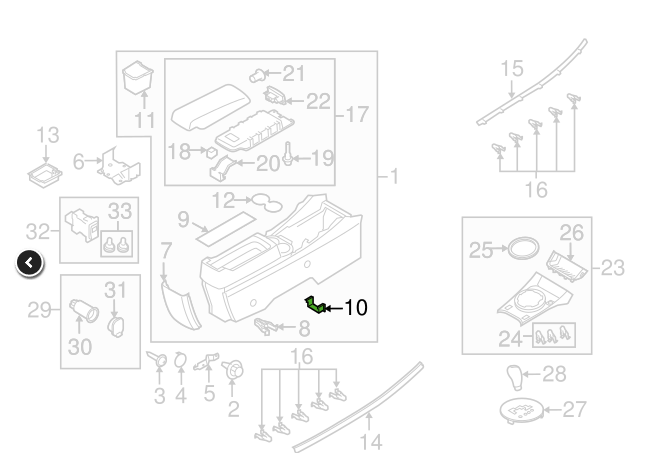 2007-2012 Mazda CX-7 Rear Center Console Side Hole Cover Bracket Cap Trim OEM