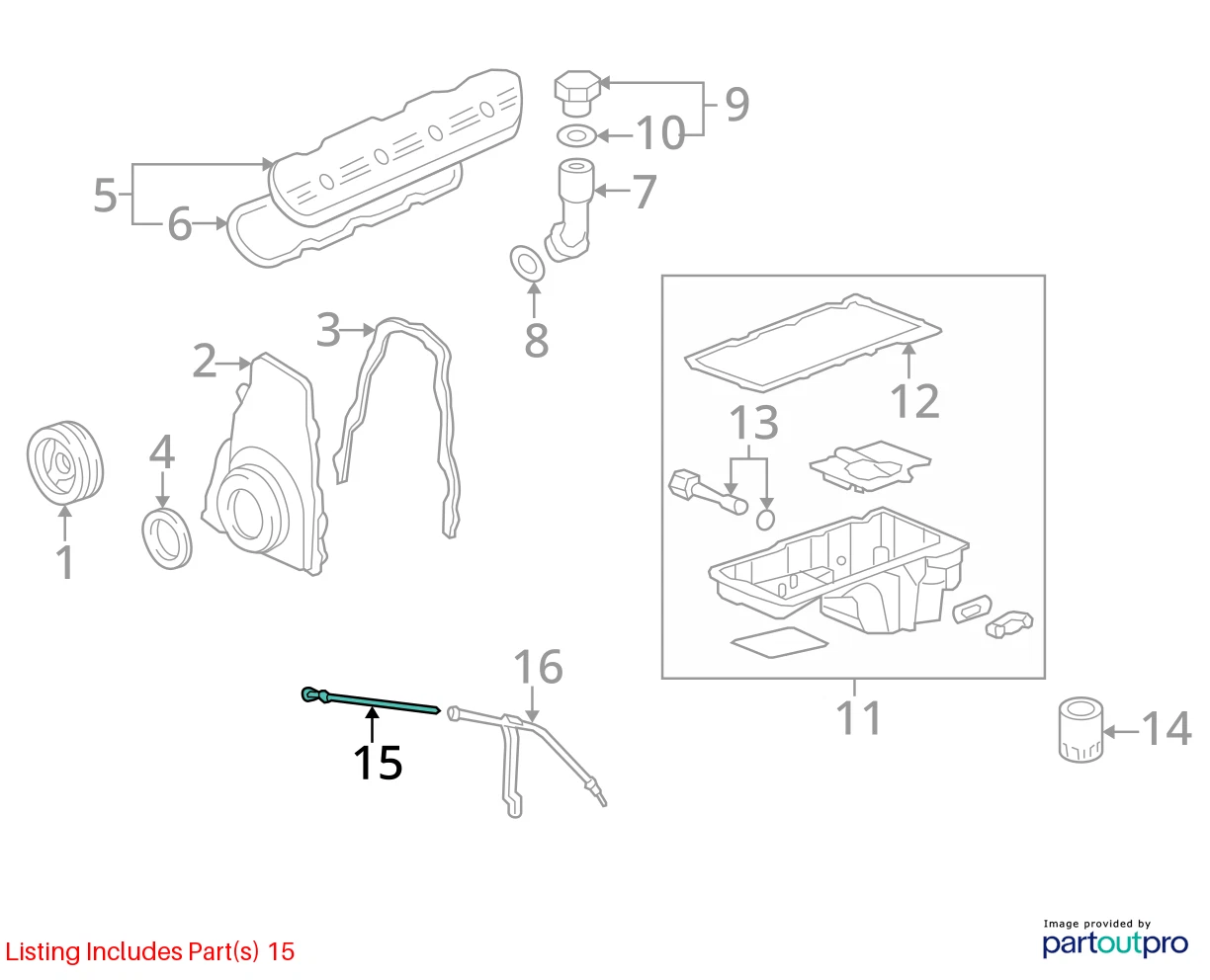 2000 CADILLAC ESCALADE 5.7L ENGINE OIL FLUID DIPSTICK INDICATOR LEVEL 12622055