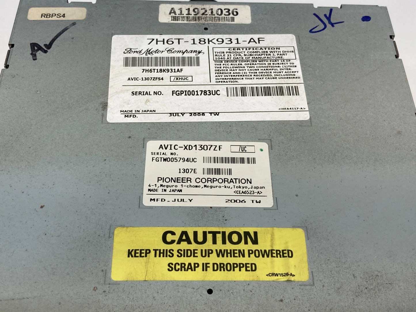 2007 07 LINCOLN MKZ RADIO AM/FM CD PLAYER RECEIVER PIONEER 7H6T-18K931-AF OEM