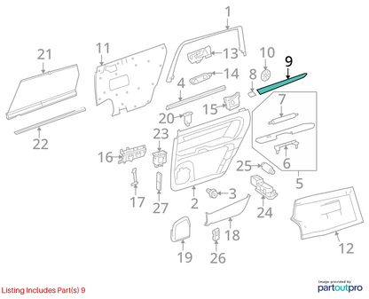 2006-2010 MERCEDES-BENZ R350 REAR RIGHT INTERIOR DOOR PANEL BEZEL COVER TRIM OEM